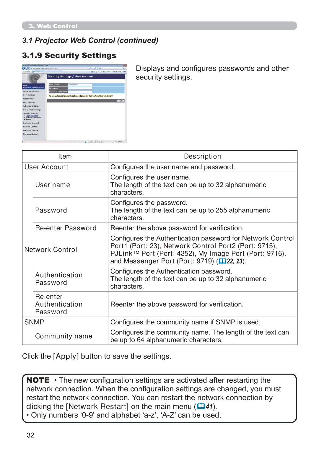 Crestron electronic CP-X4014WN, CP-X3014WN, CP-X2514WN, CP-WX3014WN user manual Security Settings, Snmp 