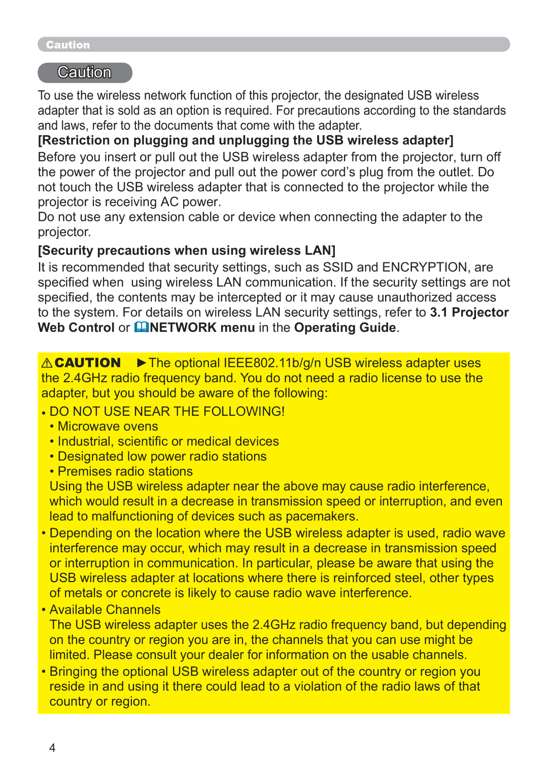 Crestron electronic CP-X4014WN, CP-X3014WN Security precautions when using wireless LAN, Do not USE Near the Following 