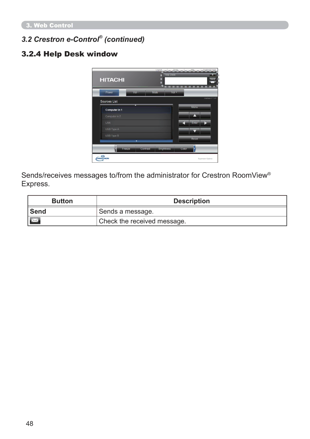 Crestron electronic CP-X4014WN, CP-X3014WN, CP-X2514WN, CP-WX3014WN user manual Help Desk window 