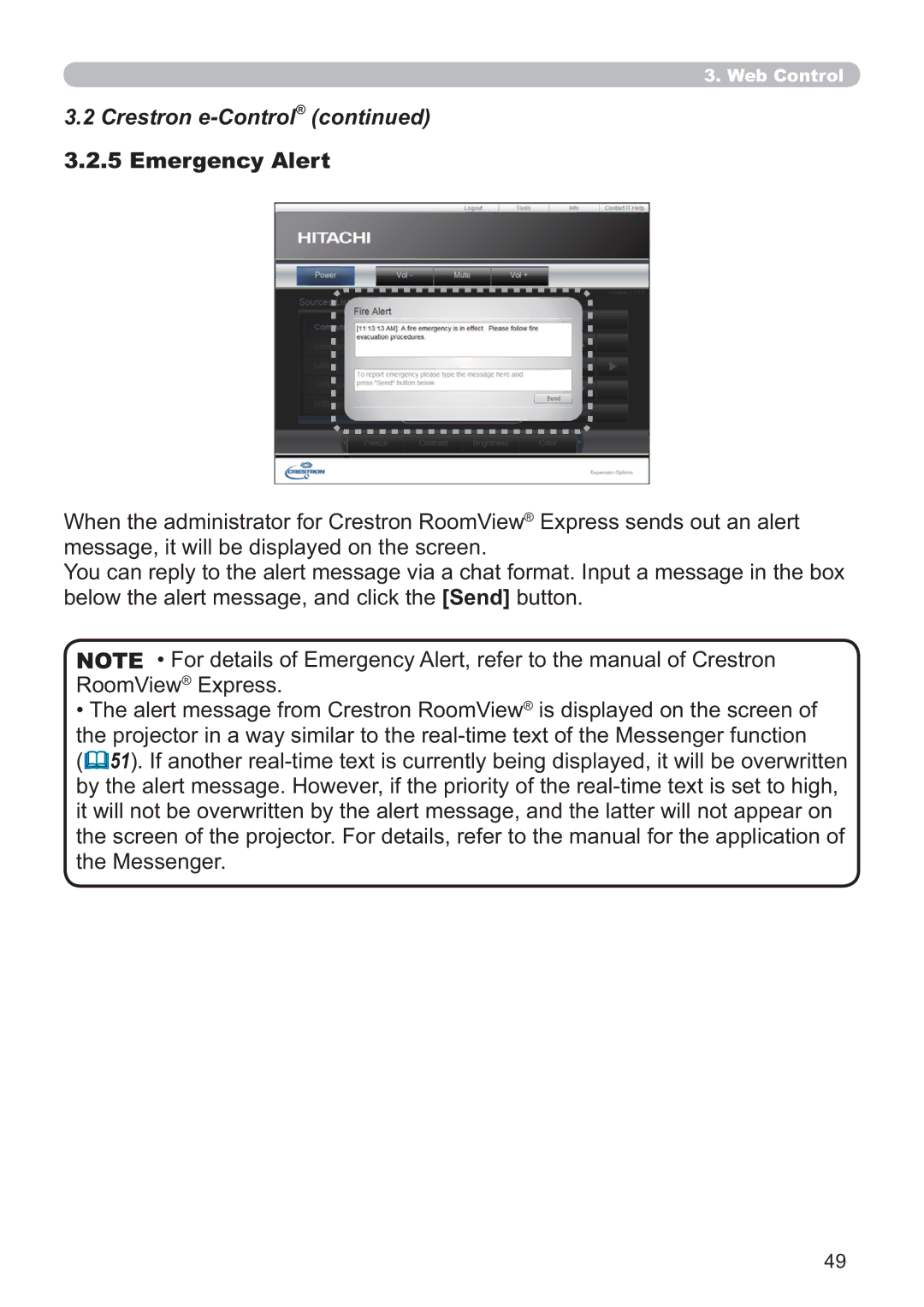 Crestron electronic CP-X3014WN, CP-X4014WN, CP-X2514WN, CP-WX3014WN user manual Emergency Alert 