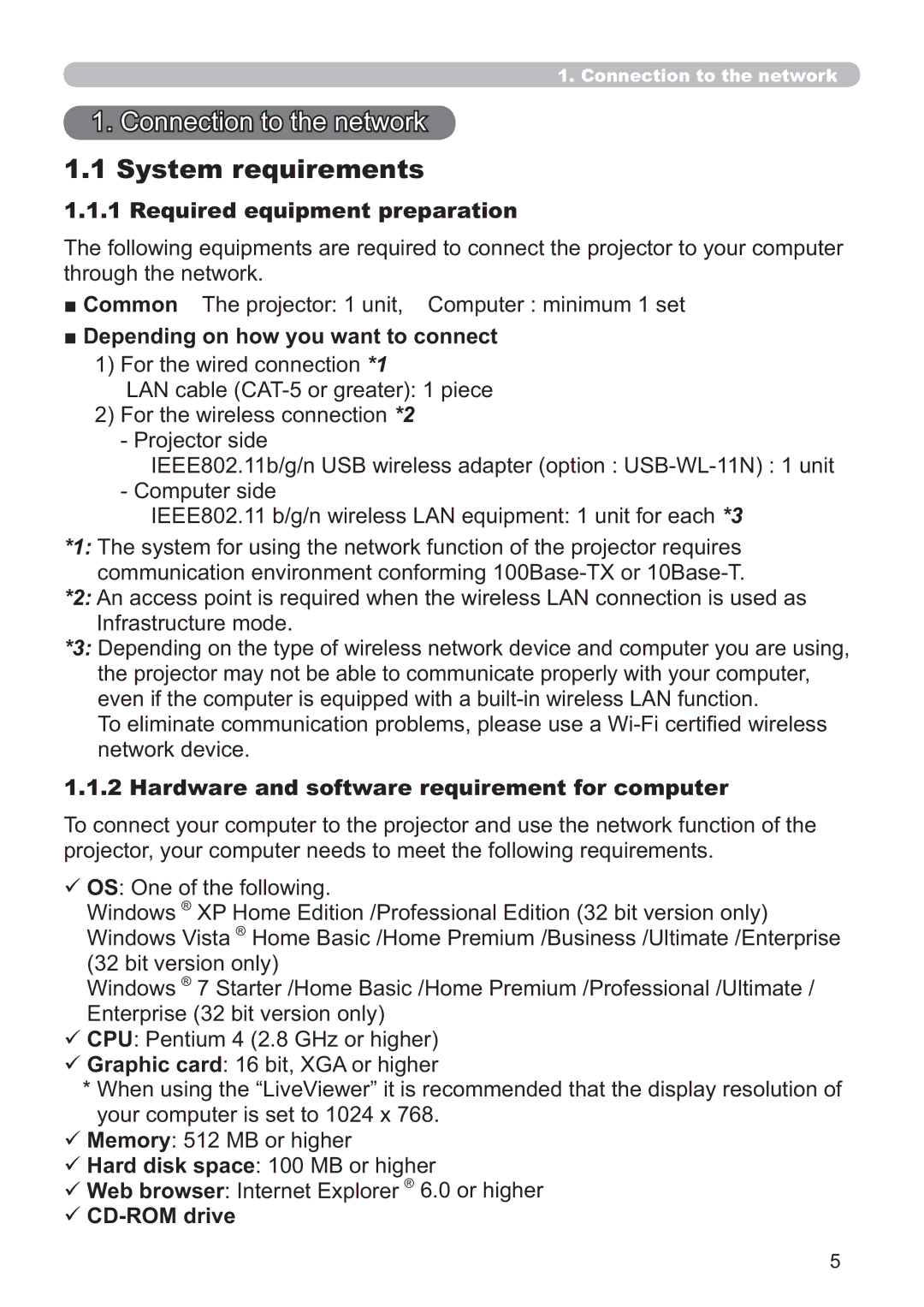 Crestron electronic CP-X3014WN, CP-X4014WN, CP-X2514WN, CP-WX3014WN user manual Connection to the network, System requirements 