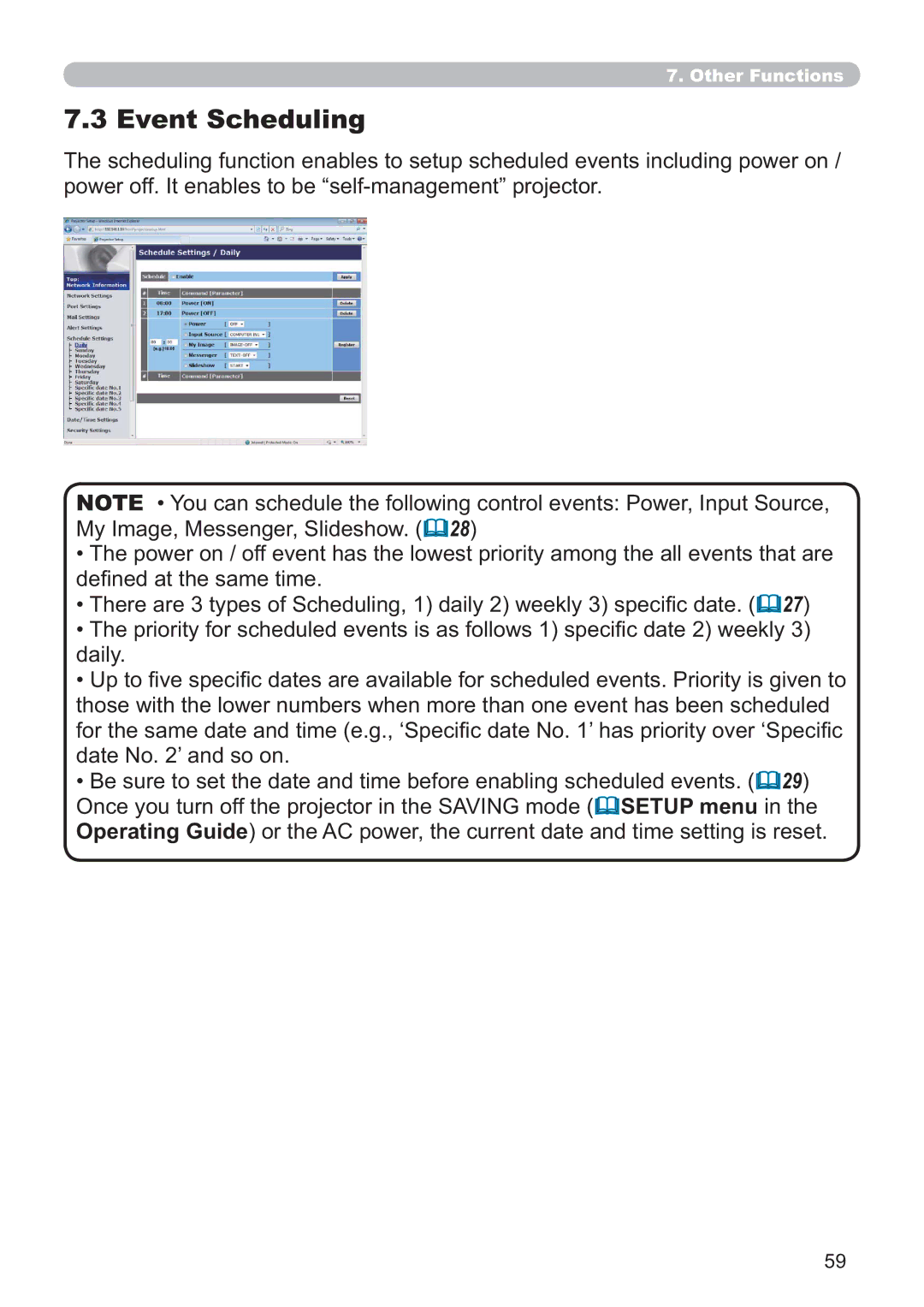 Crestron electronic CP-WX3014WN, CP-X4014WN, CP-X3014WN, CP-X2514WN user manual Event Scheduling 