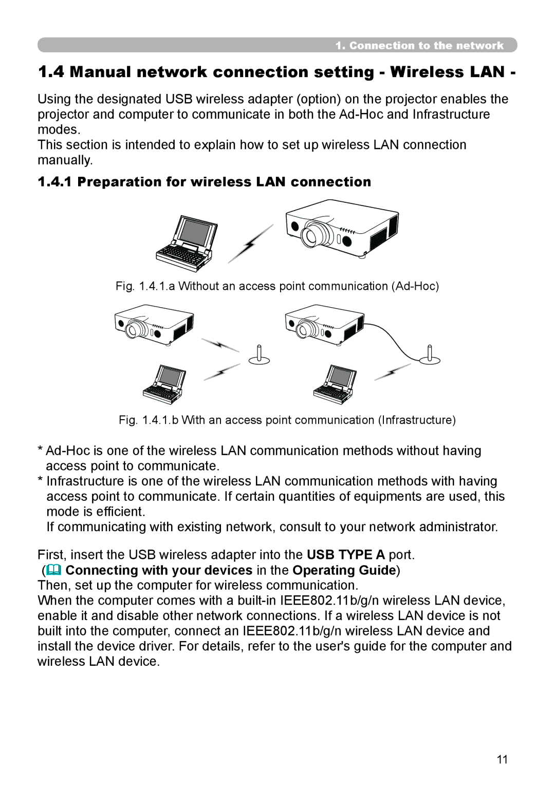 Crestron electronic CP-WX8240 Manual network connection setting Wireless LAN, Preparation for wireless LAN connection 