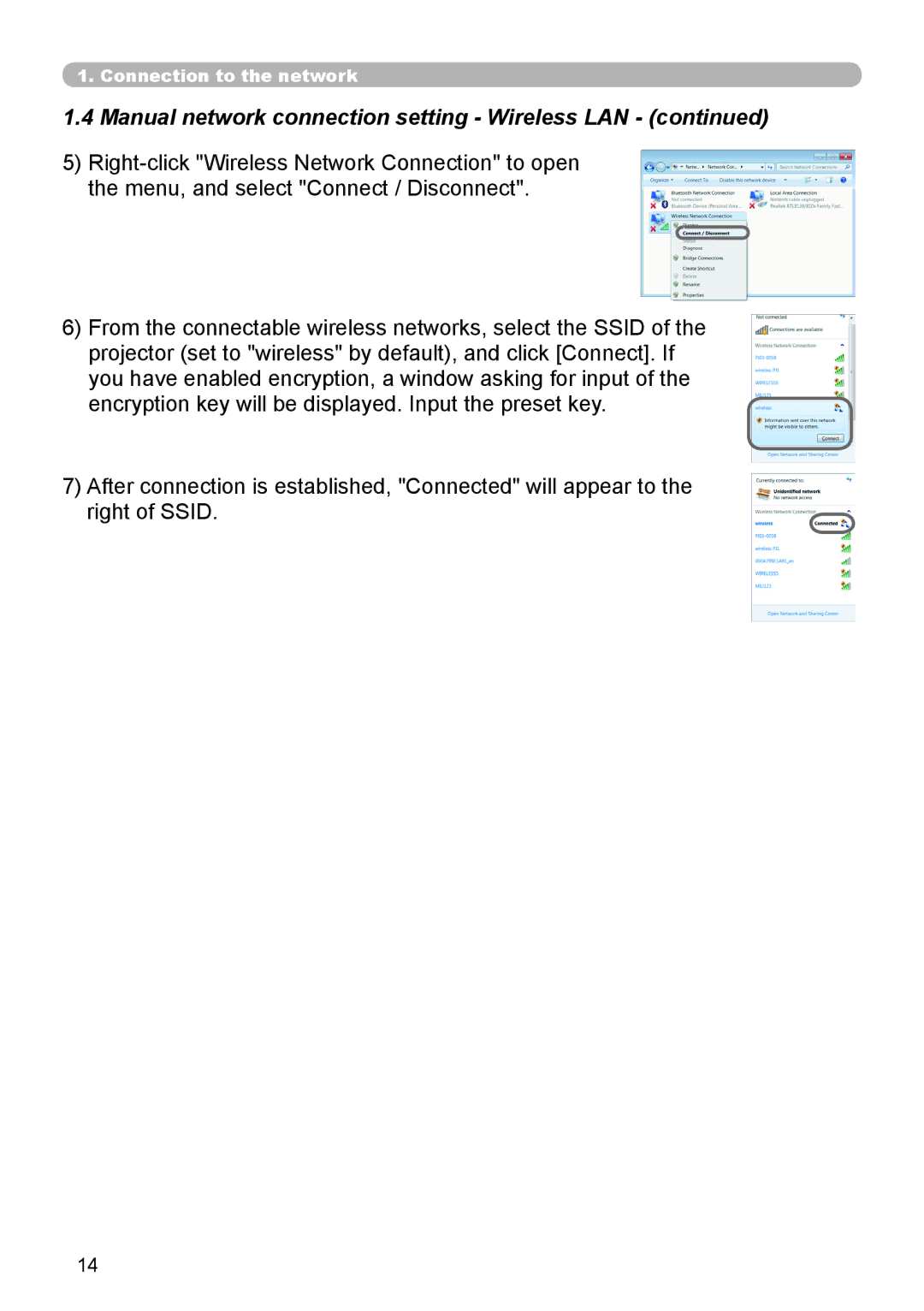 Crestron electronic CP-X8150, CP-WX8240 user manual Manual network connection setting Wireless LAN 