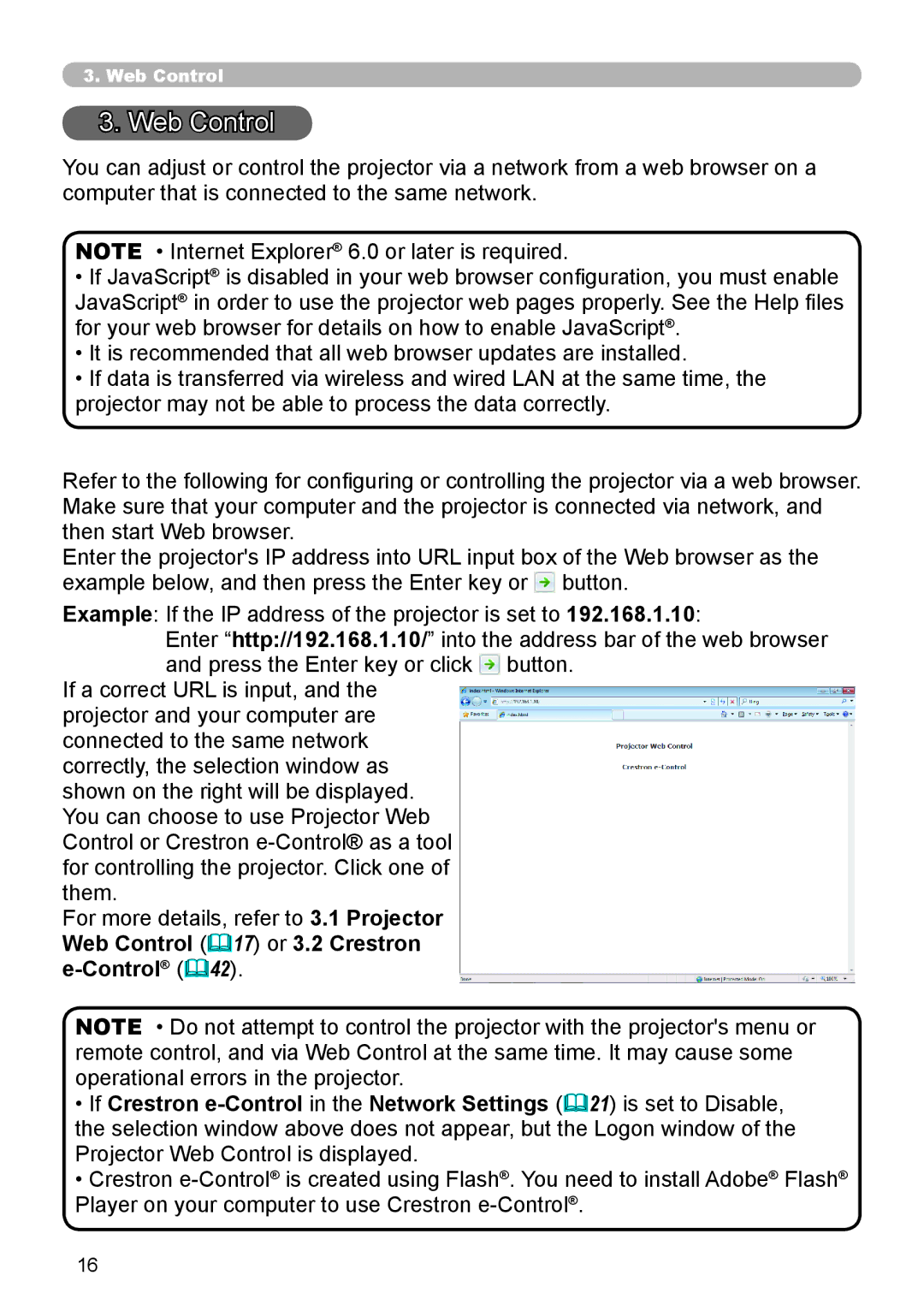 Crestron electronic CP-X8150, CP-WX8240 user manual Web Control 