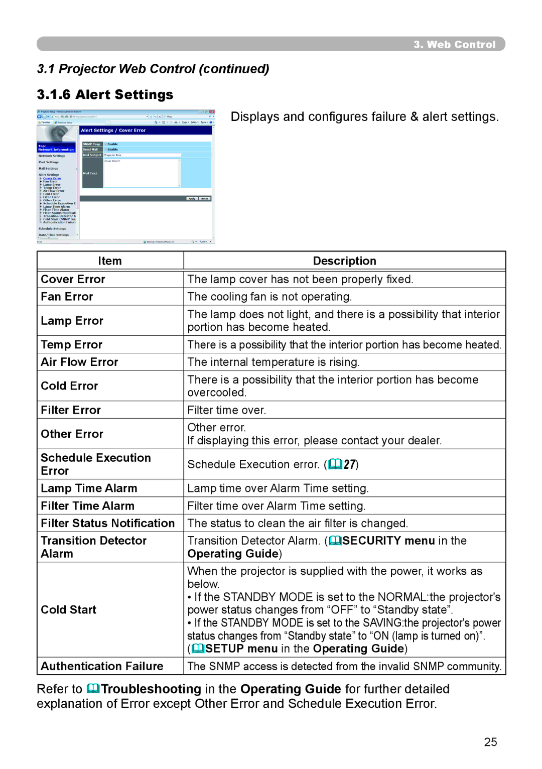 Crestron electronic CP-WX8240, CP-X8150 user manual Alert Settings, Displays and configures failure & alert settings 