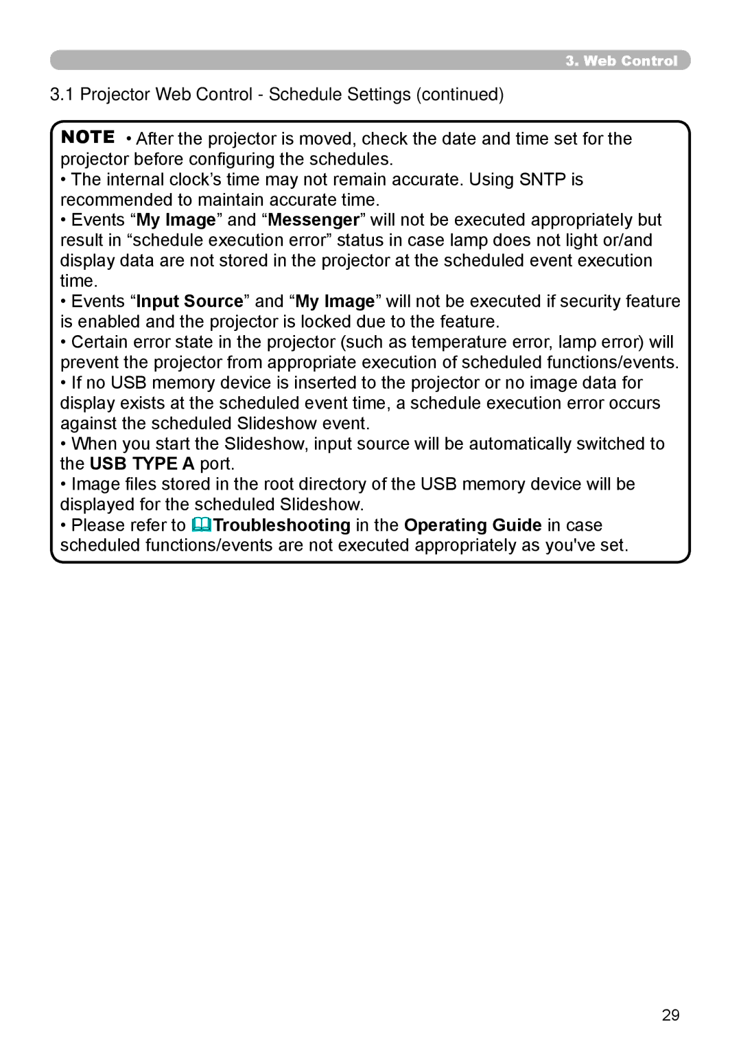 Crestron electronic CP-WX8240, CP-X8150 user manual Projector Web Control Schedule Settings 