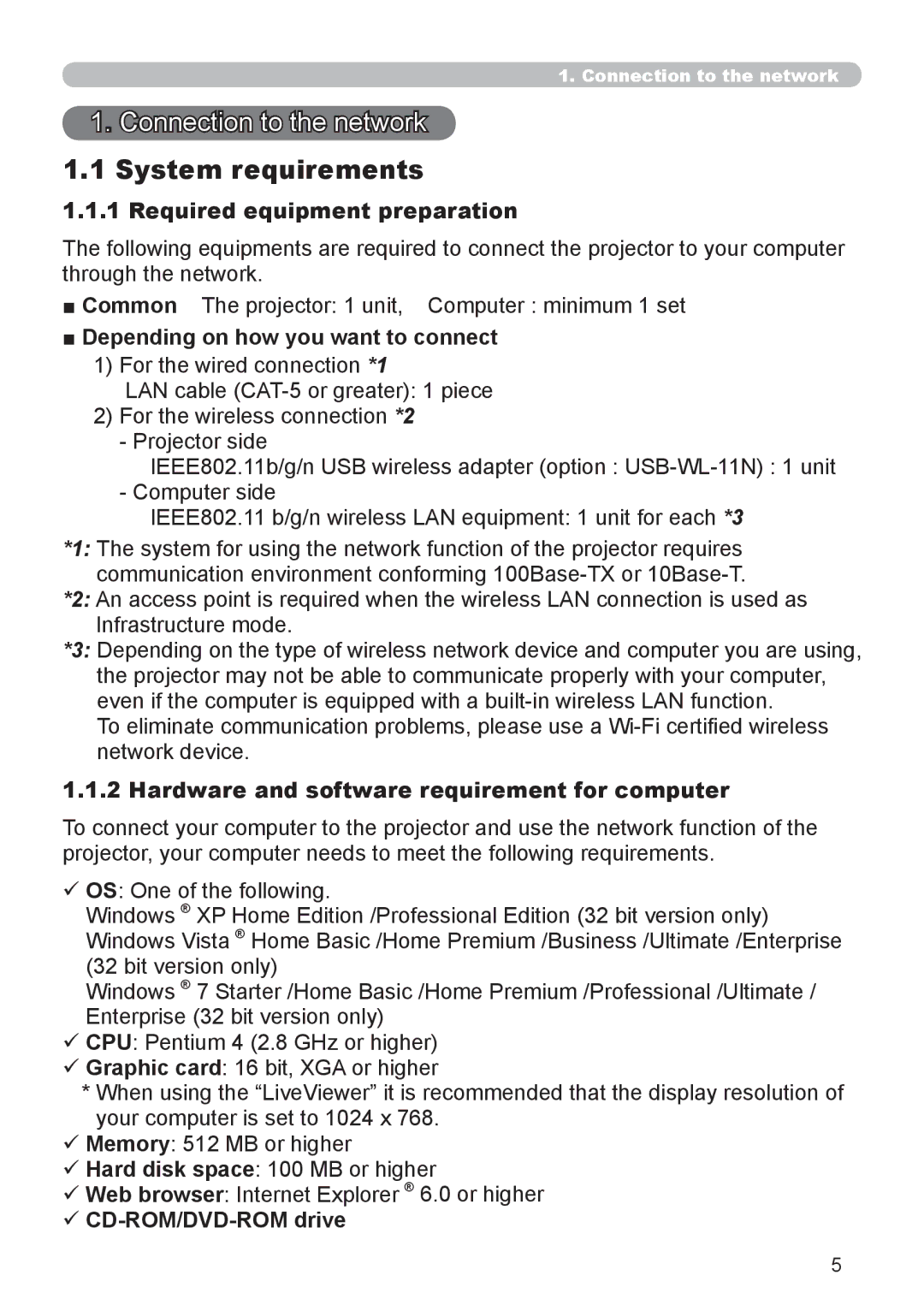 Crestron electronic CP-WX8240, CP-X8150 Connection to the network, System requirements, Required equipment preparation 