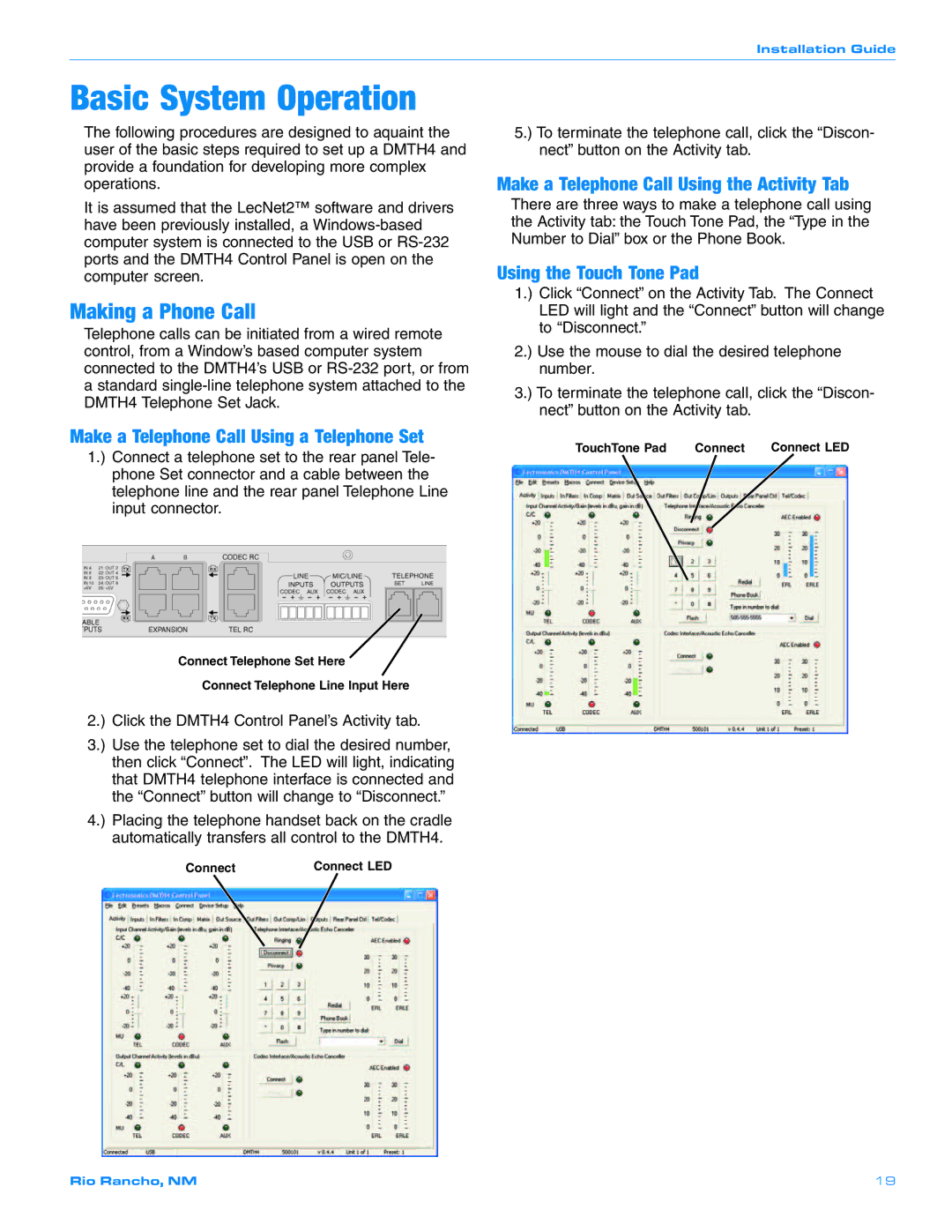 Crestron electronic DMTH4 Making a Phone Call, Make a Telephone Call Using a Telephone Set, Using the Touch Tone Pad 