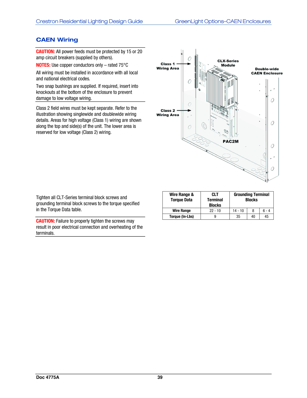 Crestron electronic IPAC-GL1, GLPS-SW-FT, GLPS-HDSW-FT, GLPS-HSW-FT manual Caen Wiring 