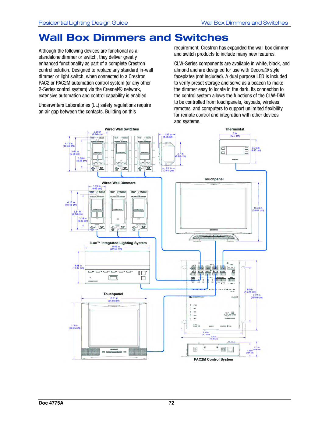 Crestron electronic GLPS-HDSW-FT, IPAC-GL1, GLPS-SW-FT, GLPS-HSW-FT manual Wall Box Dimmers and Switches 