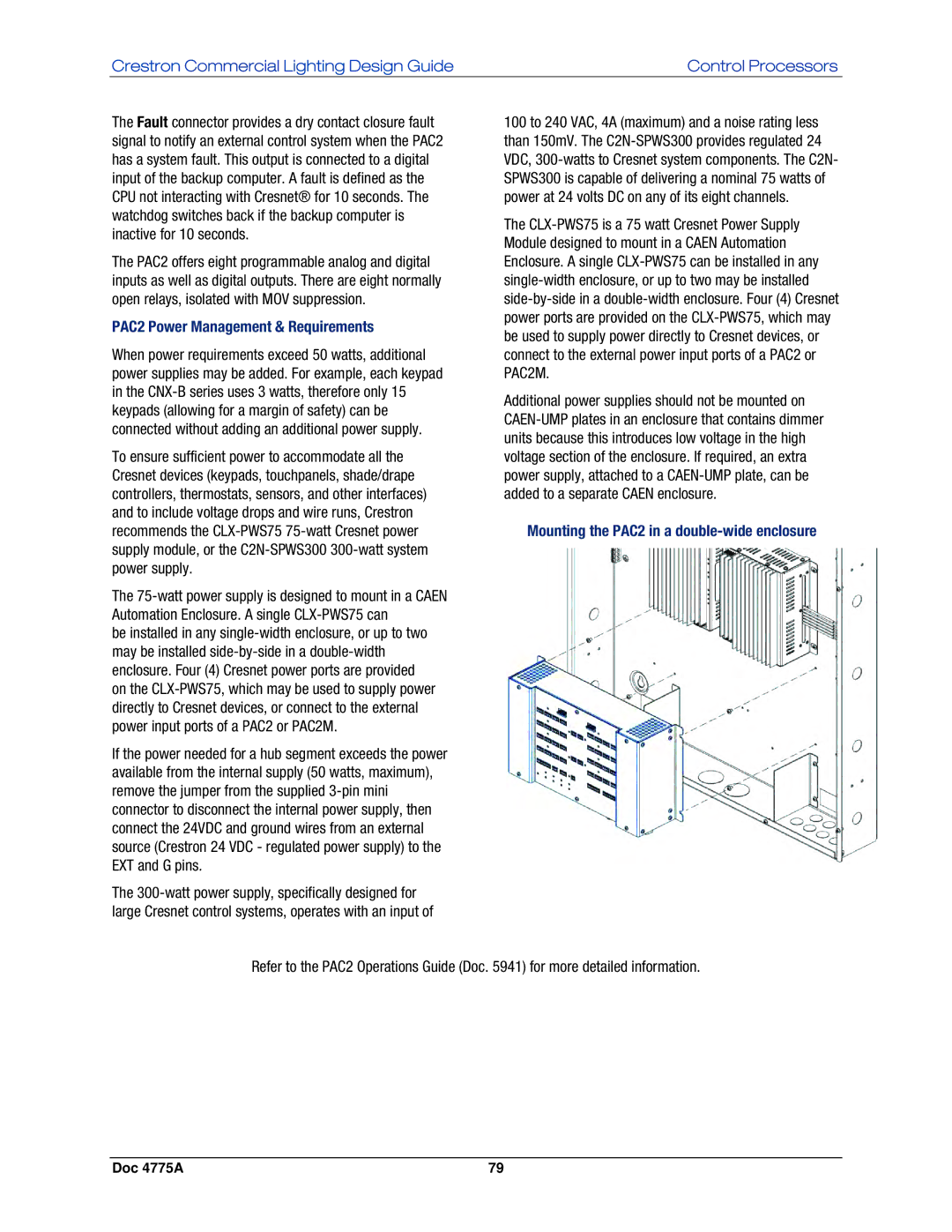 Crestron electronic GLPS-HSW-FT, IPAC-GL1, GLPS-SW-FT, GLPS-HDSW-FT manual PAC2 Power Management & Requirements 