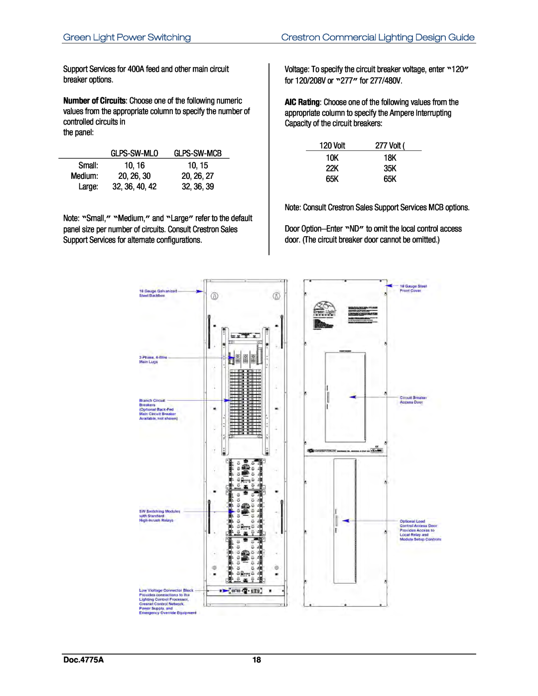 Crestron electronic GLPS-HDSW-FT Green Light Power Switching, Crestron Commercial Lighting Design Guide, the panel, Small 