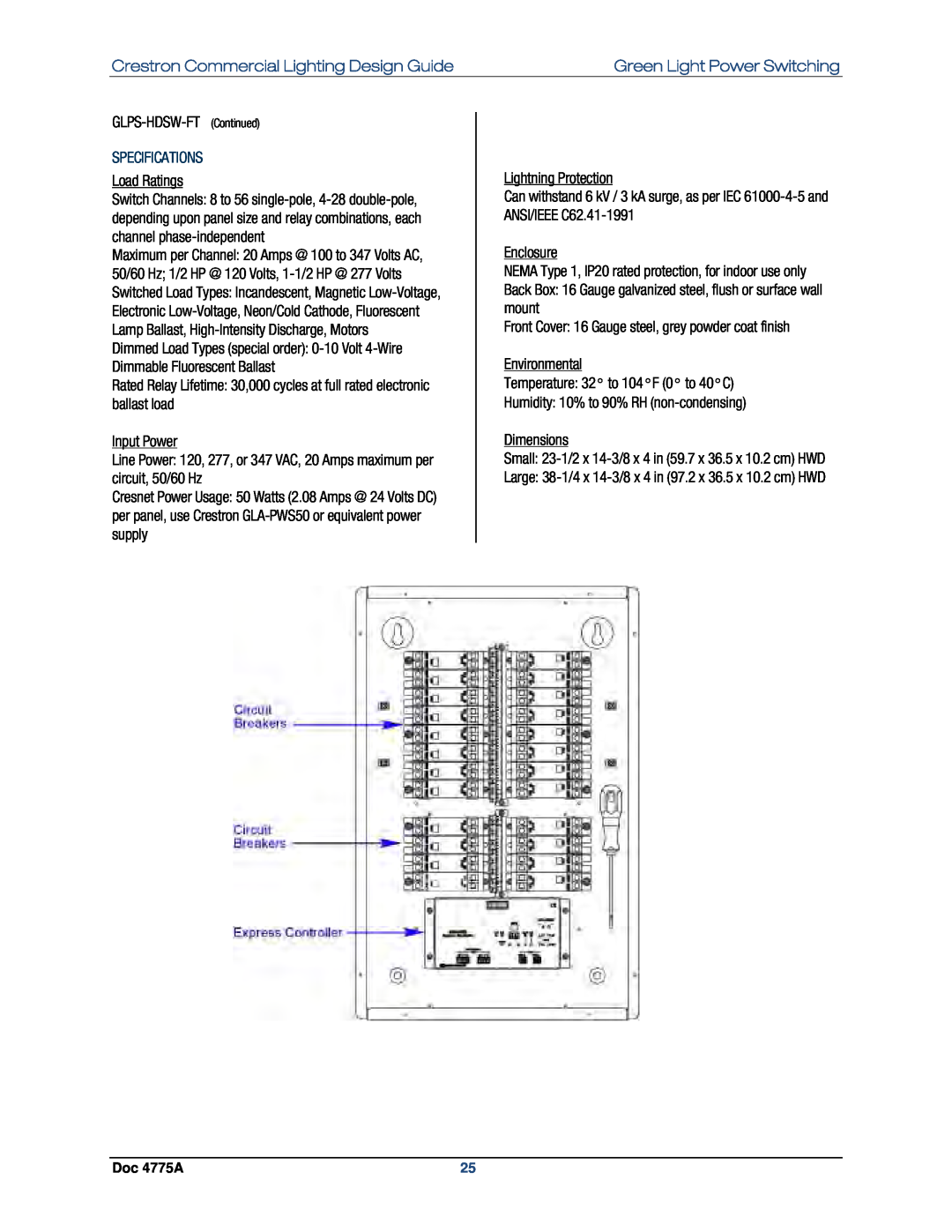 Crestron electronic GLPS-HSW-FT, IPAC-GL1, GLPS-SW Crestron Commercial Lighting Design Guide, Green Light Power Switching 
