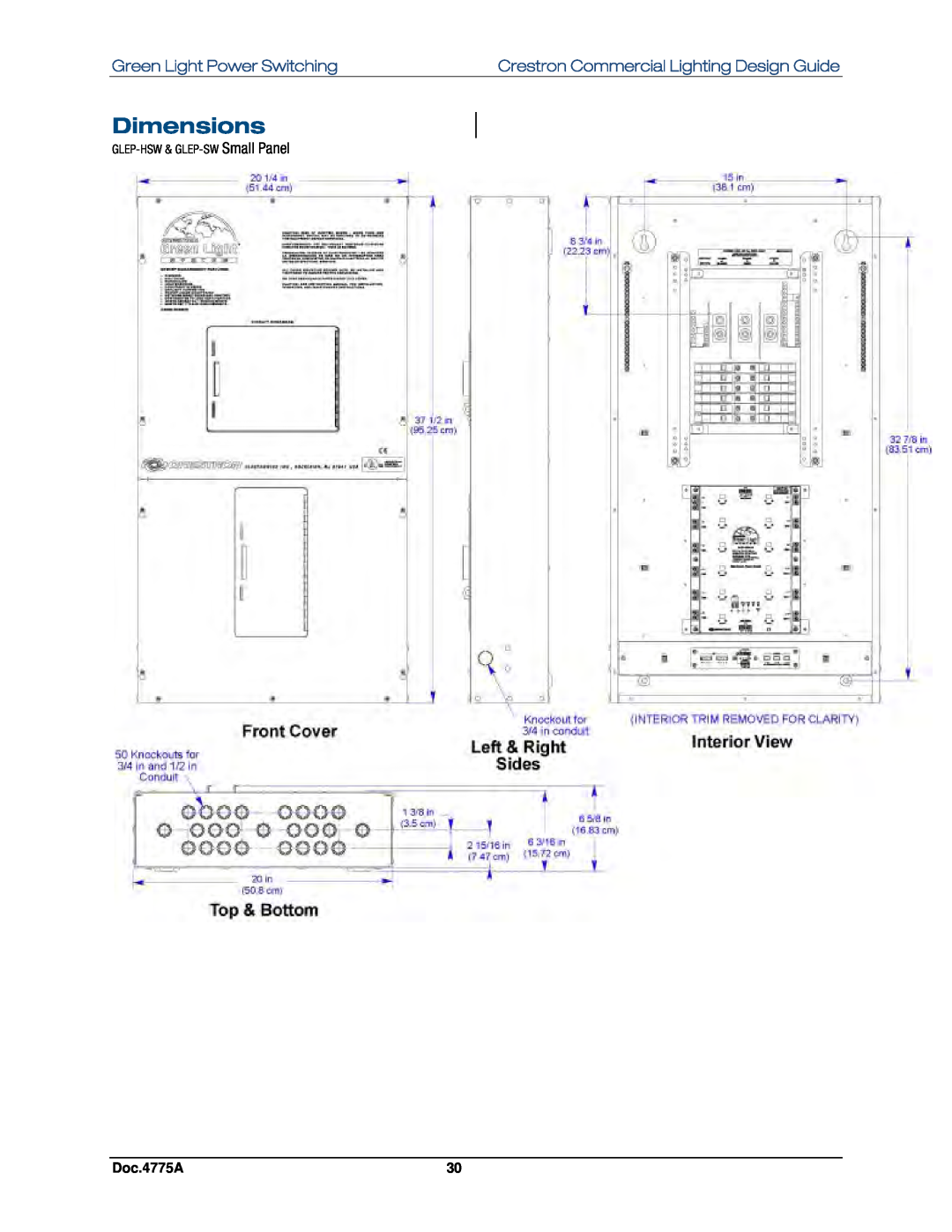 Crestron electronic GLPS-HDSW-FT manual Dimensions, Green Light Power Switching, Crestron Commercial Lighting Design Guide 