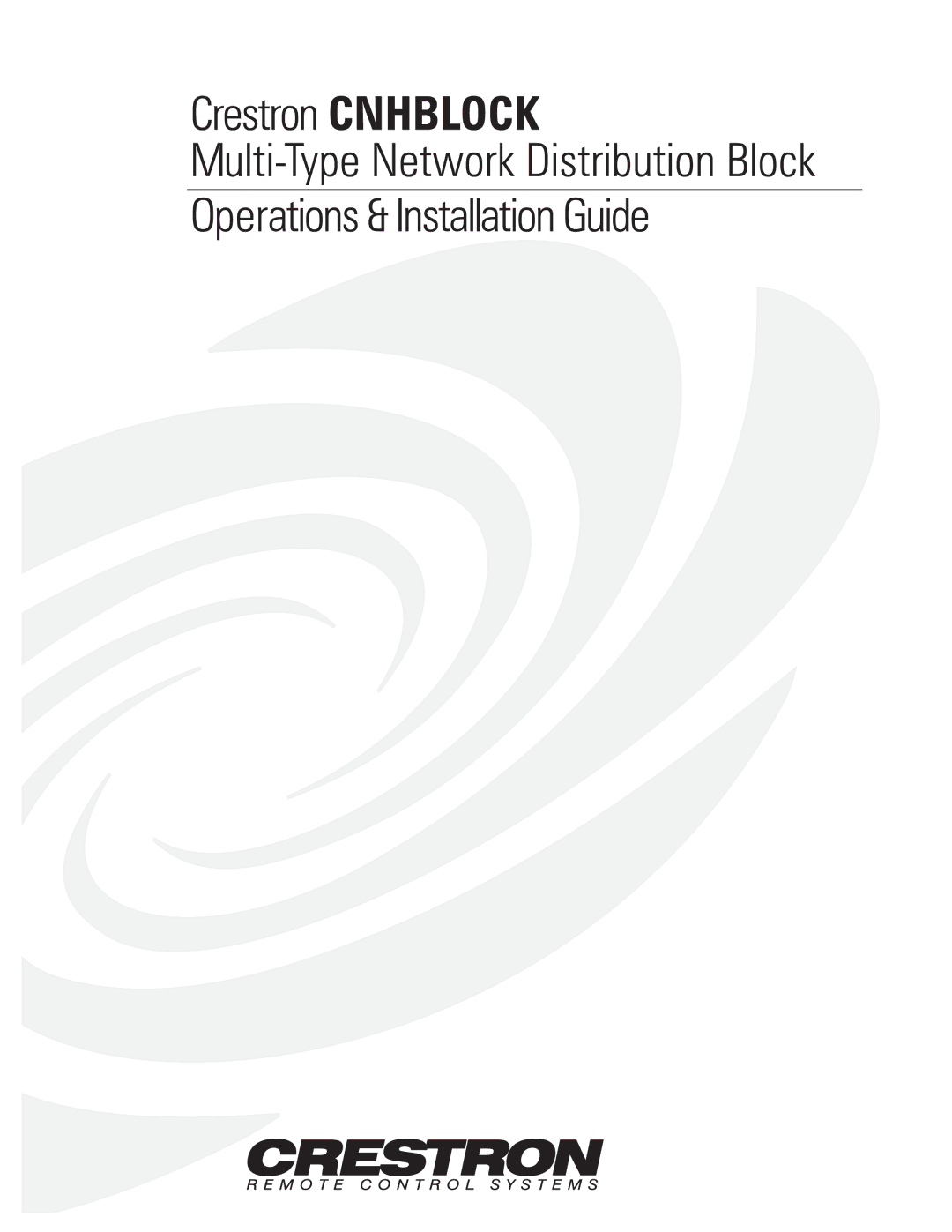 Crestron electronic Network Distribution Block manual 