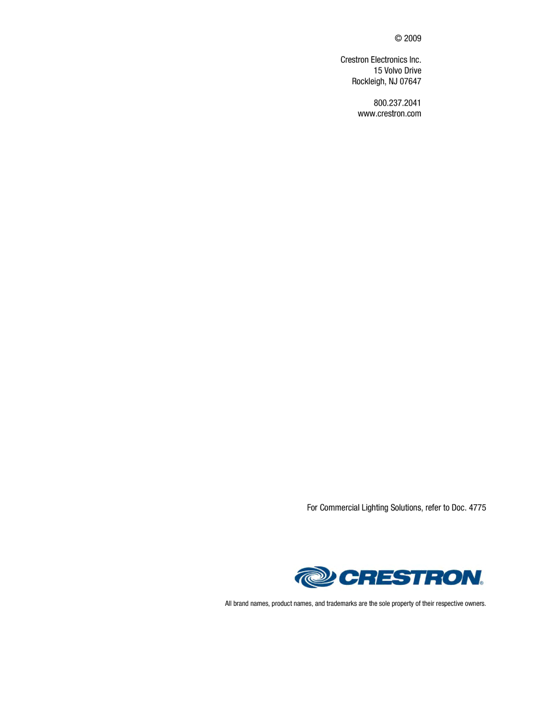 Crestron electronic Residential Lighting manual 