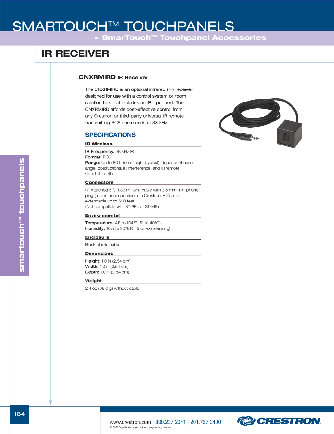 Crestron electronic ST-1700CIR, TPS-1700, STX-1700CXPW, C2N-IRGW, CT-1550 manual Cnxrmird IR Receiver 