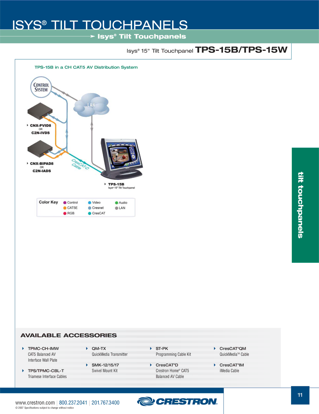 Crestron electronic TPS Series, TPS-17W, TPS-3000 manual TPS-15B in a CH CAT5 AV Distribution System 