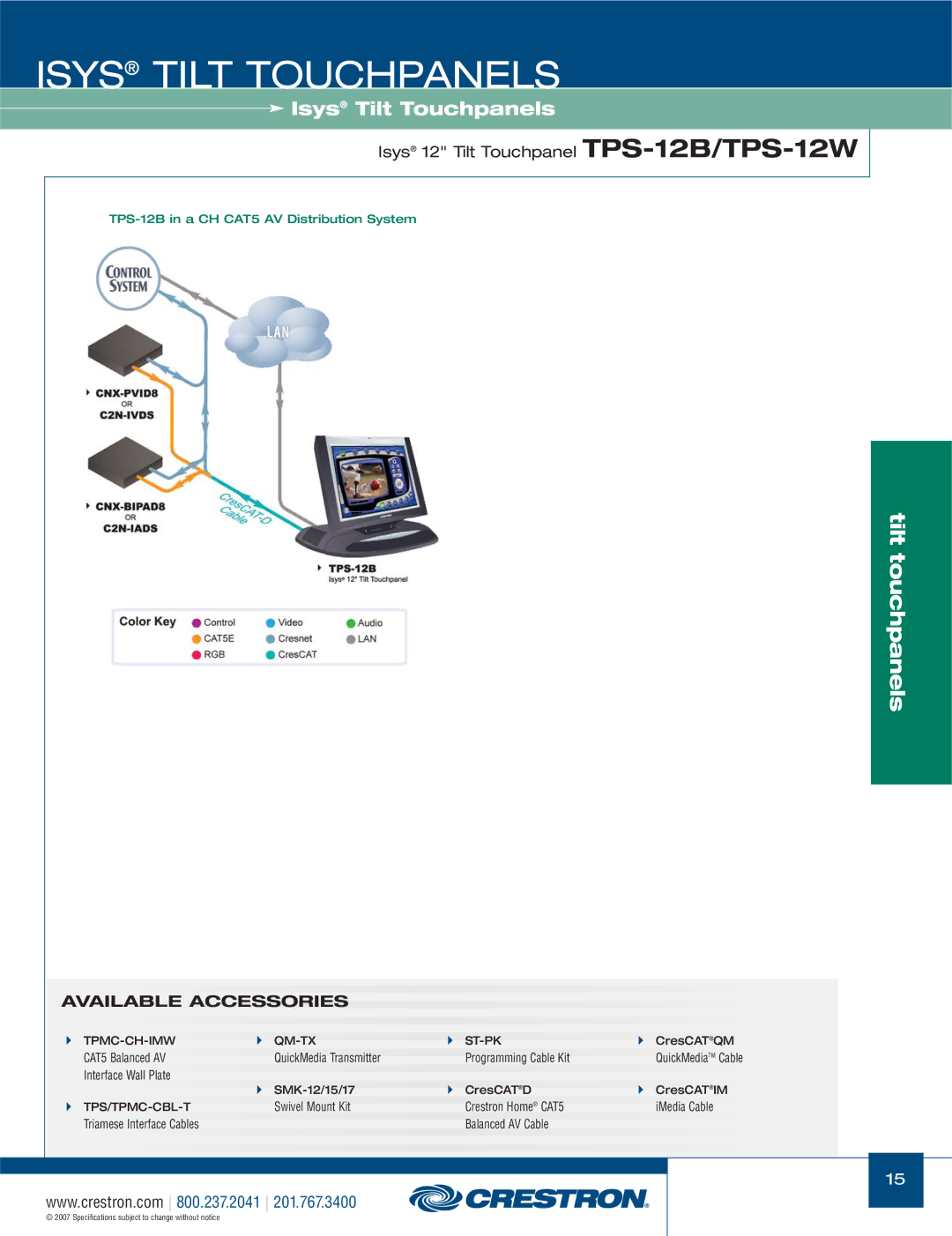 Crestron electronic TPS-17W, TPS-3000, TPS Series manual TPS-12B in a CH CAT5 AV Distribution System 