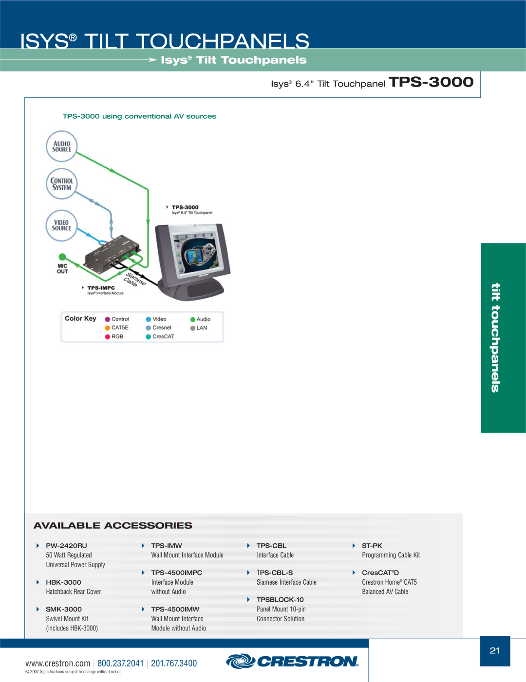 Crestron electronic TPS-17W, TPS-3000, TPS Series manual Interface Module Siamese Interface Cable 