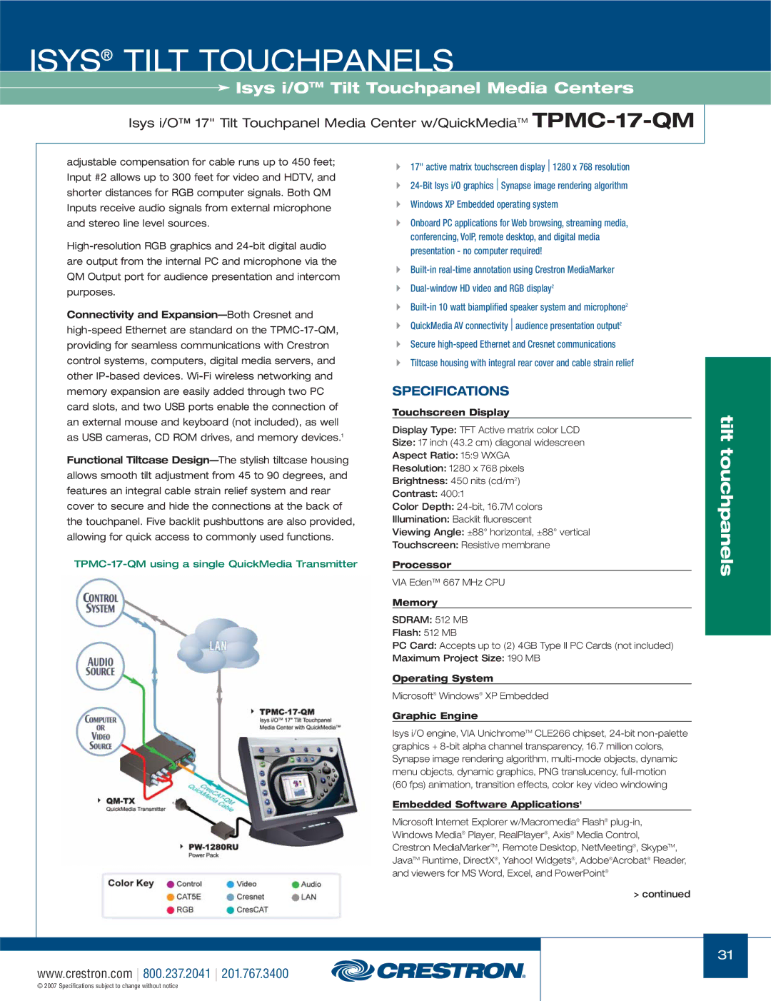 Crestron electronic TPS-3000, TPS-17W, TPS Series manual Operating System, Embedded Software Applications1 