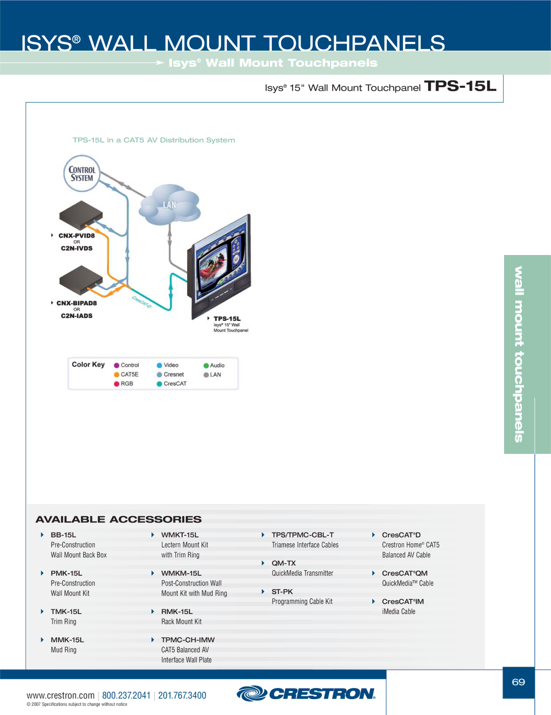 Crestron electronic TPS-3100L, TPS-4000L, TPS-17L, TPS-12L, TPS-15L manual Pre-Construction Post-Construction Wall 