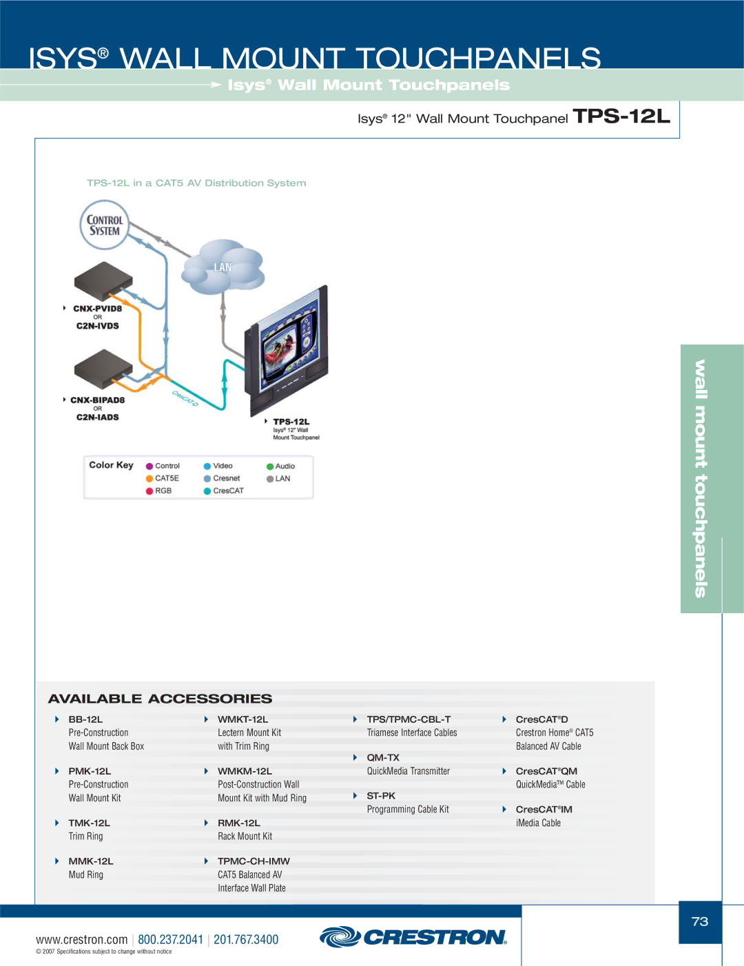 Crestron electronic TPS-4000L, TPS-3100L, TPS-17L, TPS-15L manual TPS-12L in a CAT5 AV Distribution System 