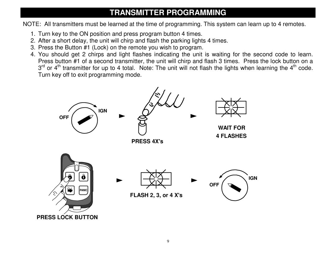 Crimestopper Security Products CS-2002DPII manual Transmitter Programming 