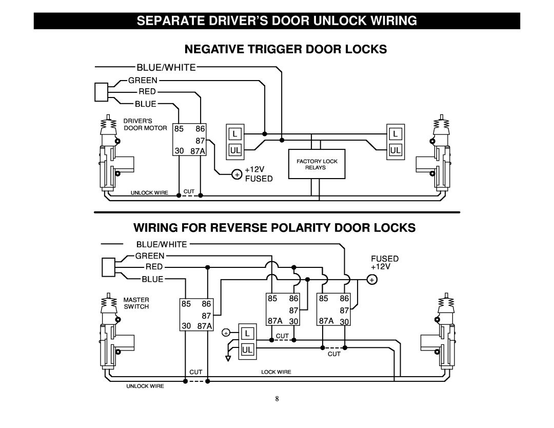 Crimestopper Security Products CS-2002DPII Separate Driver’S Door Unlock Wiring, Negative Trigger Door Locks, Blue/White 