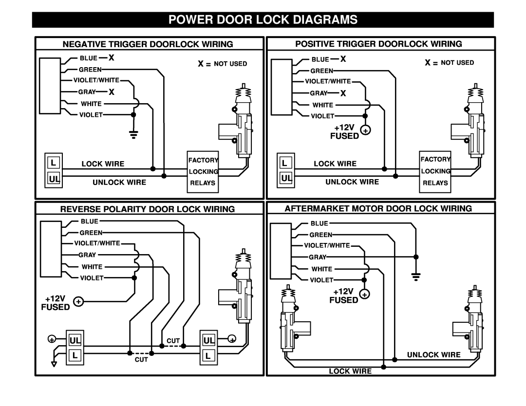 Crimestopper Security Products CS-2004 WDC operating instructions Power Door Lock Diagrams 