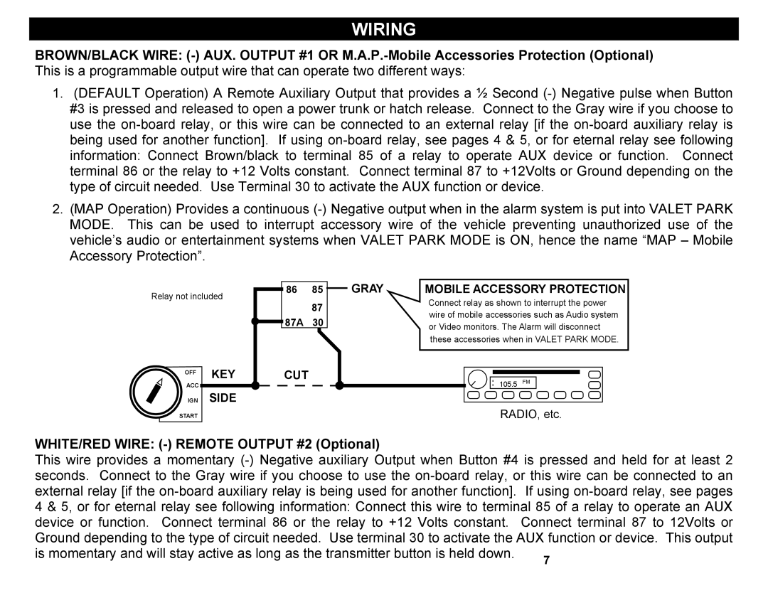 Crimestopper Security Products CS-2004DC II operating instructions WHITE/RED Wire Remote Output #2 Optional, Gray 