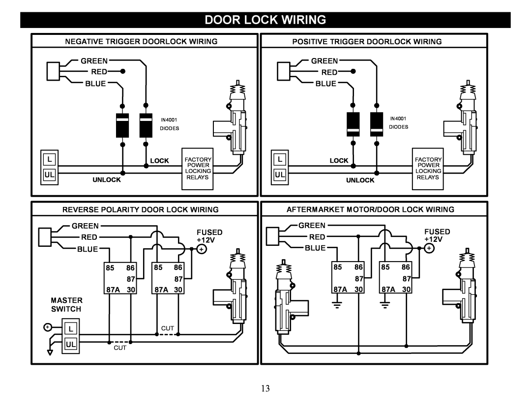 Crimestopper Security Products CS-2012DP-TW1 manual Door Lock Wiring 
