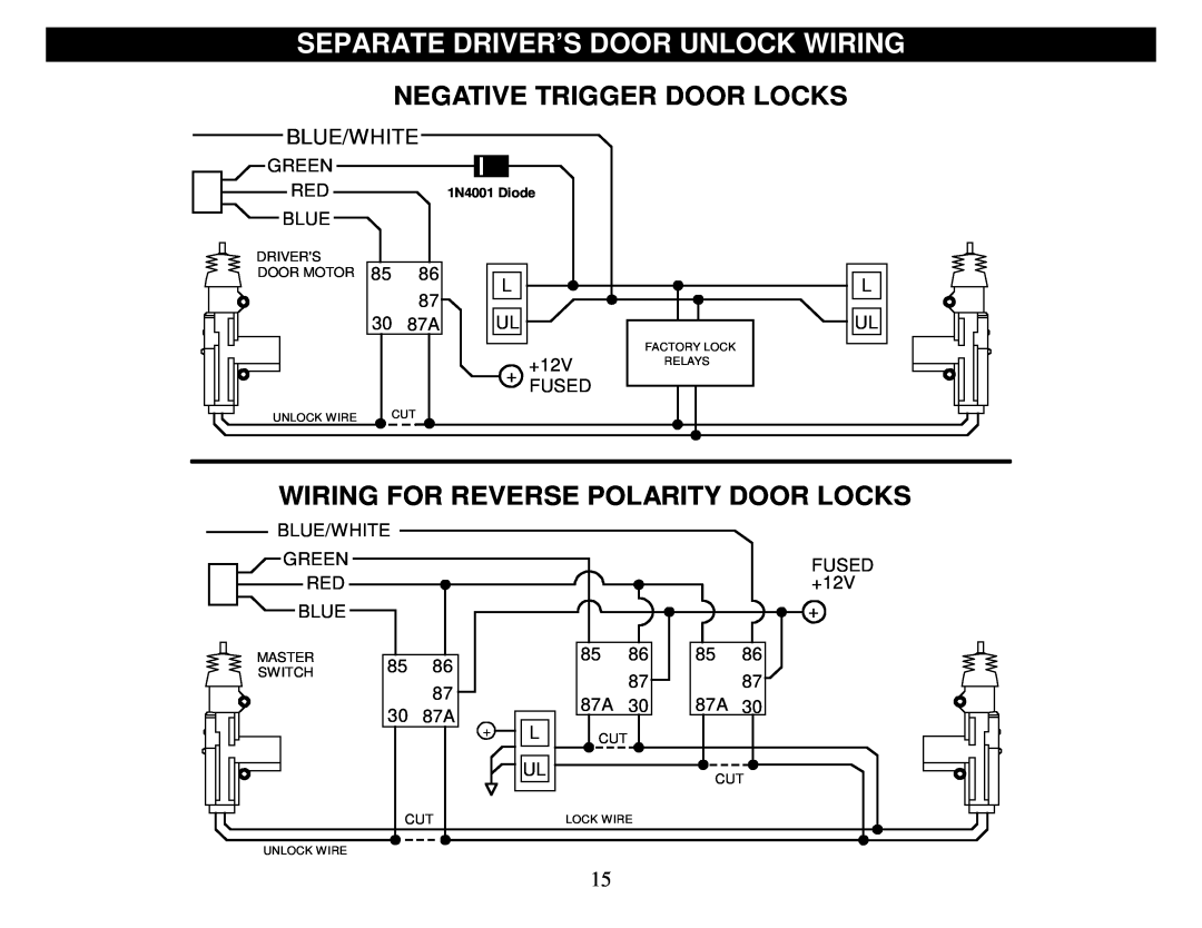 Crimestopper Security Products CS-2900DP-FM Separate Driver’S Door Unlock Wiring, Negative Trigger Door Locks, Blue/White 
