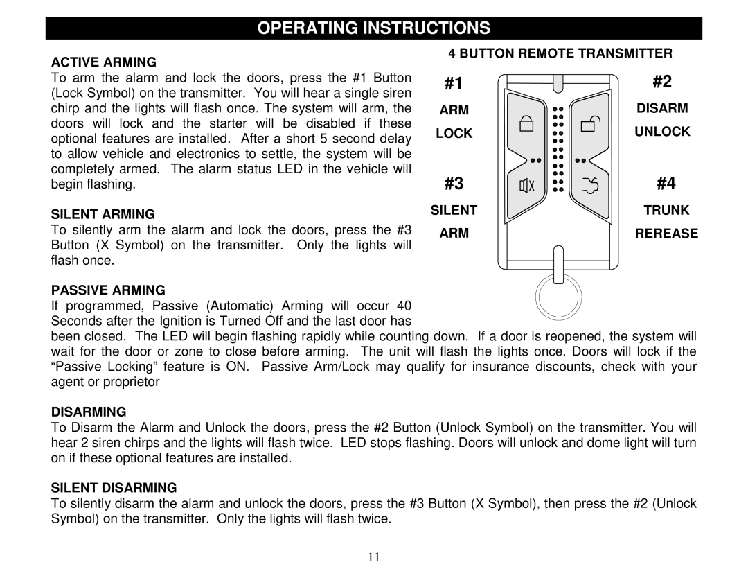 Crimestopper Security Products SP-100 operating instructions Operating Instructions 