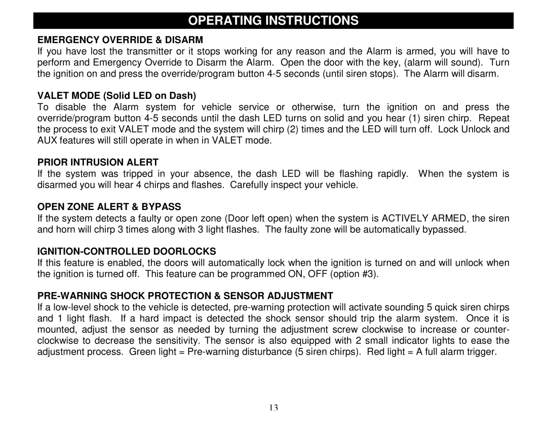 Crimestopper Security Products SP-100 Emergency Override & Disarm, Prior Intrusion Alert, Open Zone Alert & Bypass 