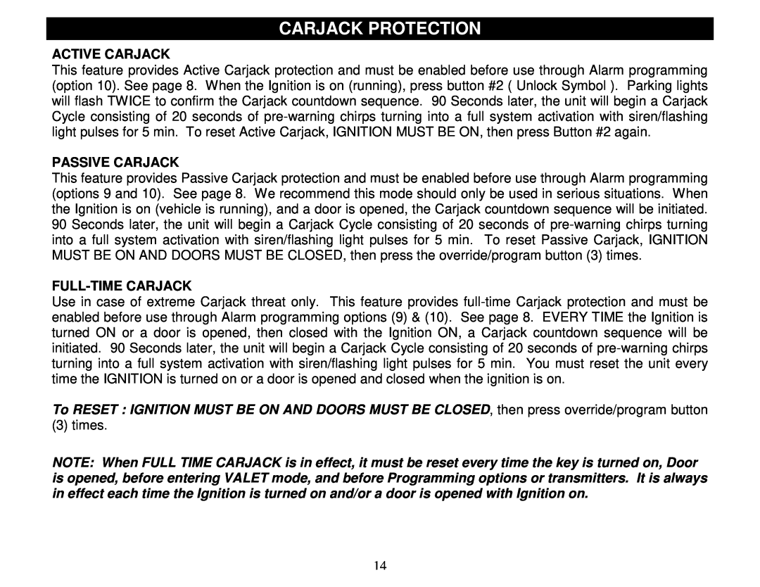 Crimestopper Security Products SP-100 Carjack Protection, Active Carjack, Passive Carjack, Full-Timecarjack 