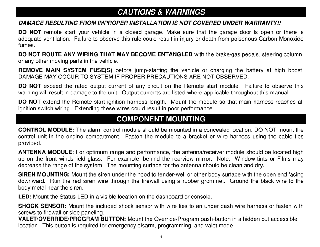 Crimestopper Security Products SP-200 installation instructions Component Mounting 