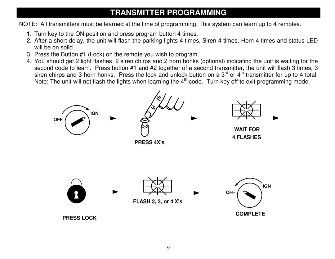 Crimestopper Security Products SP-200 installation instructions Transmitter Programming 