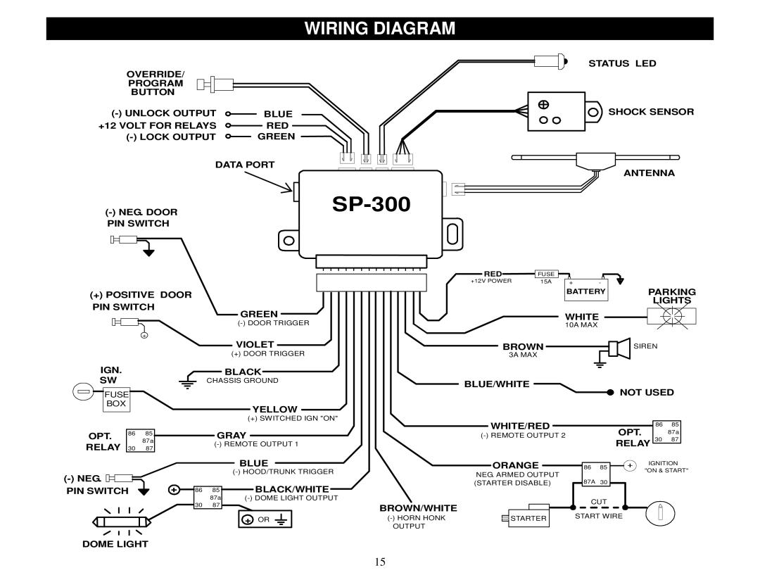 Crimestopper Security Products SP-300 installation instructions Wiring Diagram 