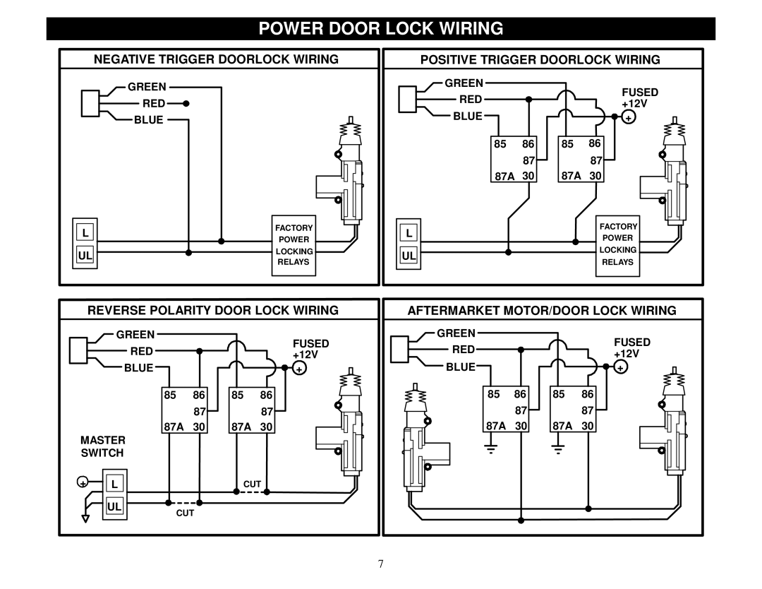 Crimestopper Security Products SP-300 installation instructions Negative Trigger Doorlock Wiring 