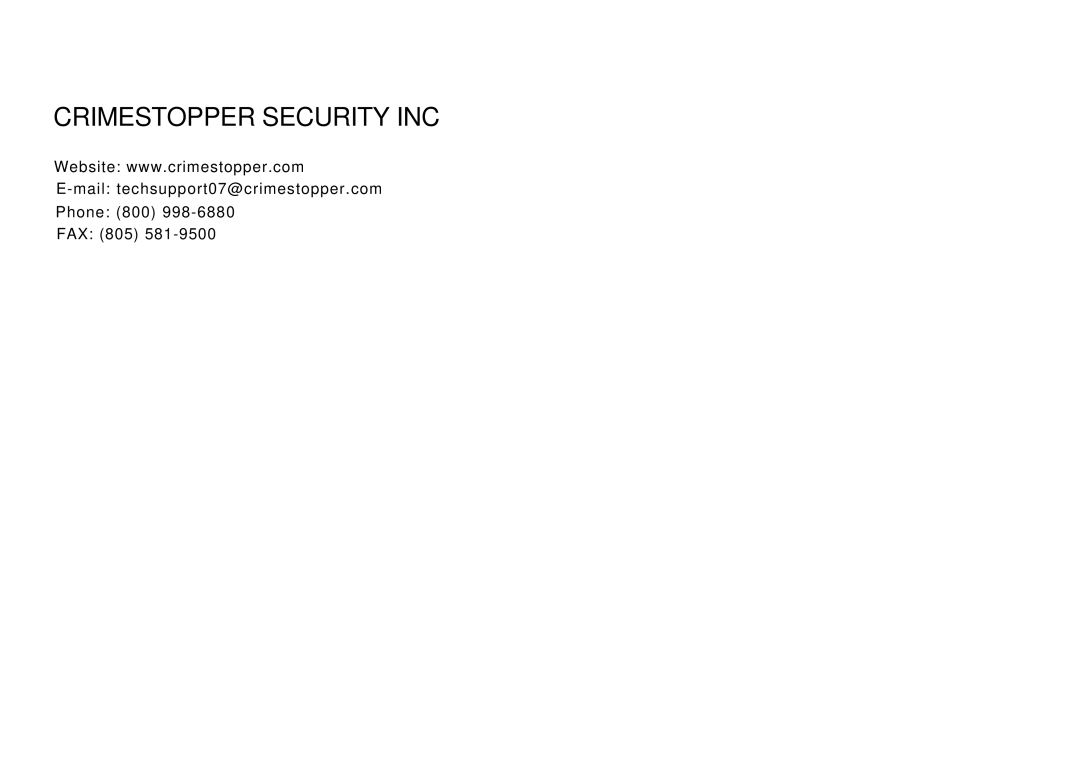 Crimestopper Security Products SV-9130 user manual Crimestopper Security INC 