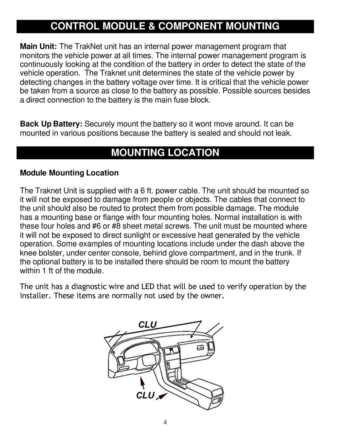 Crimestopper Security Products TN-4004, TN-4003 installation instructions Module Mounting Location 