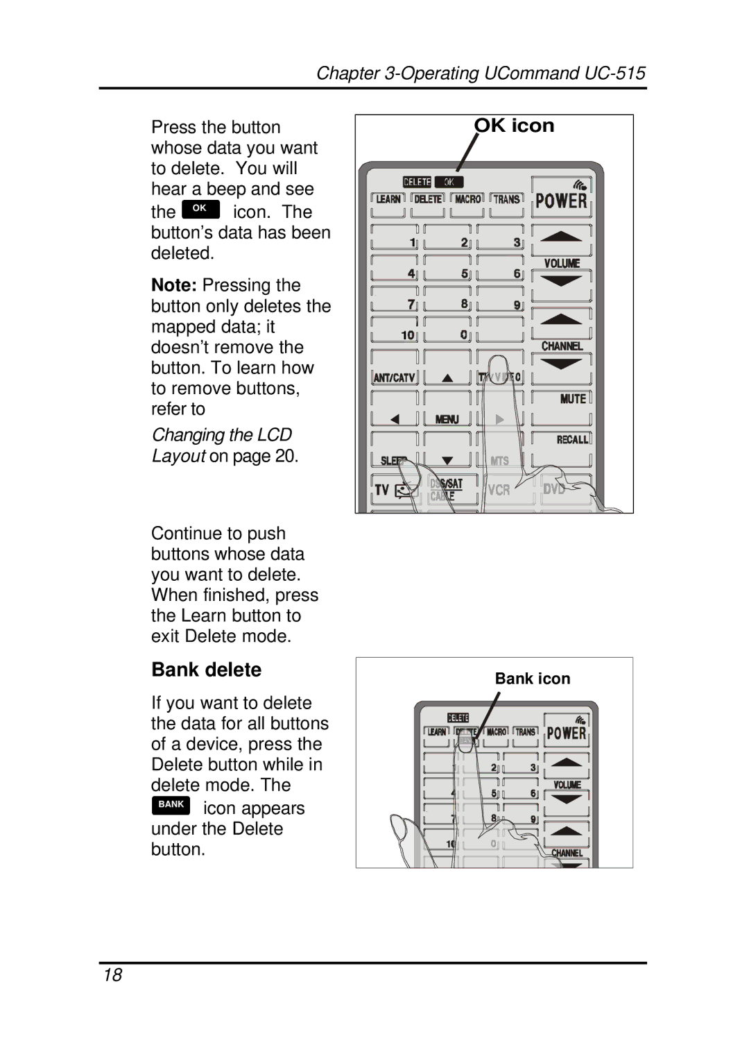 Crisp Solutions UC-515 manual Bank delete 