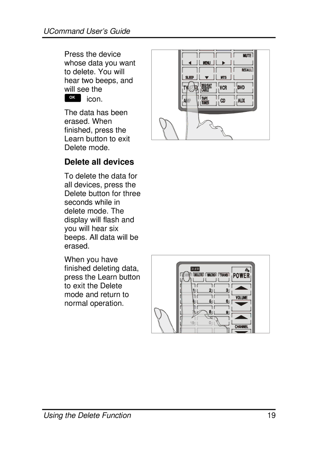 Crisp Solutions UC-515 manual Delete all devices 