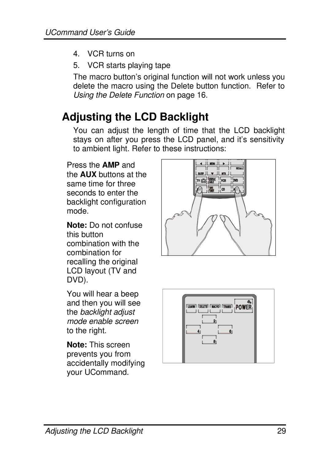 Crisp Solutions UC-515 manual Adjusting the LCD Backlight 