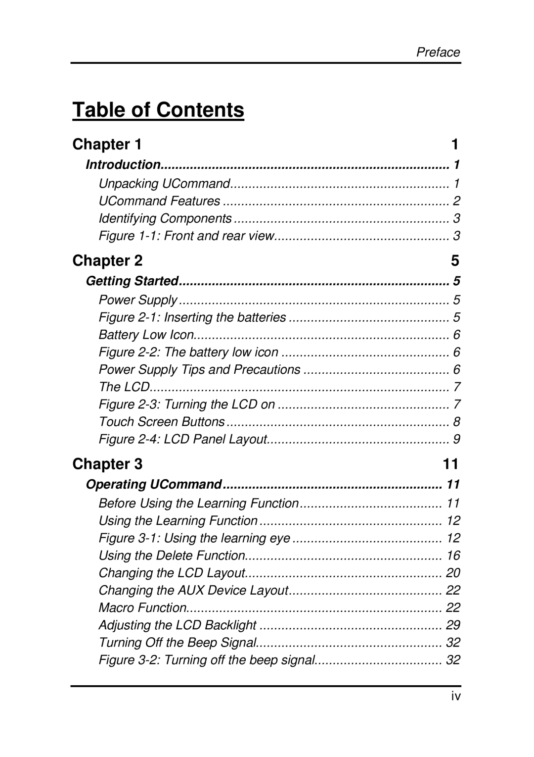 Crisp Solutions UC-515 manual Table of Contents 