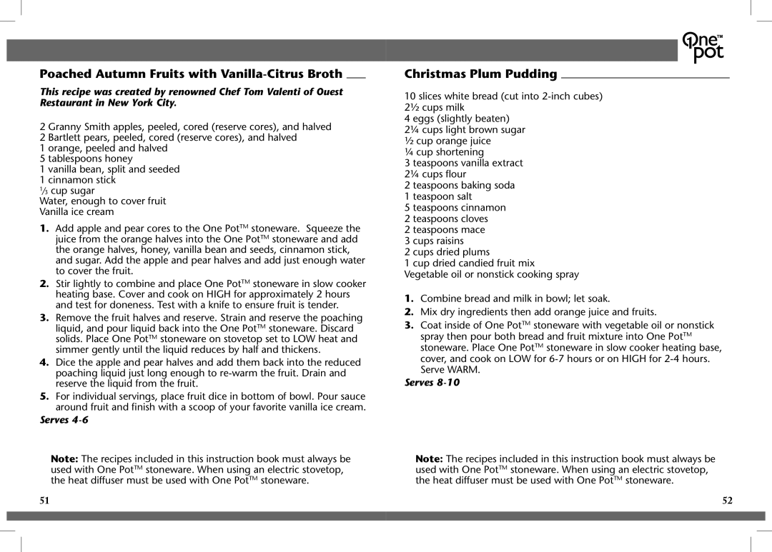 Crock-Pot OnePot manual Poached Autumn Fruits with Vanilla-Citrus Broth, Christmas Plum Pudding 