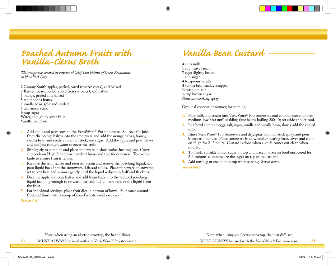 Crock-Pot VersaWare Pro owner manual Vanilla Bean Custard, Optional coconut or nutmeg for topping 