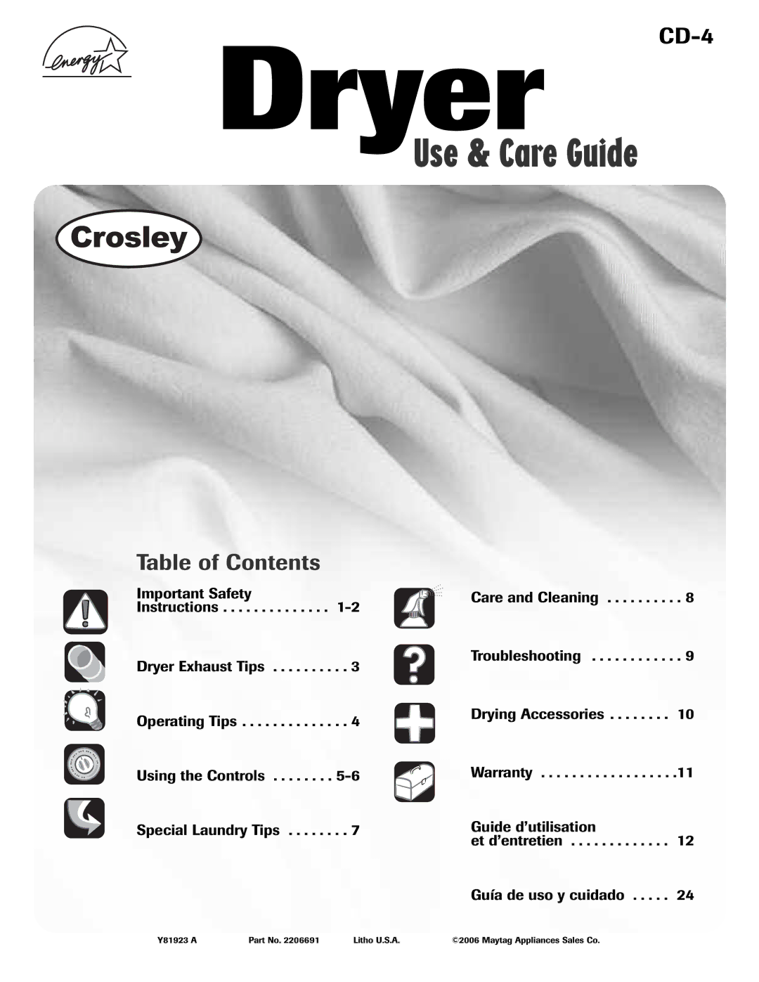 Crosley 2206691 warranty Dryer 